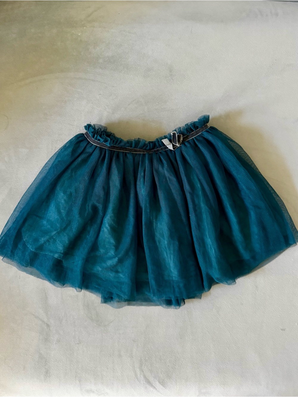 Teal Tulle Mini Skirt with Bow Detail